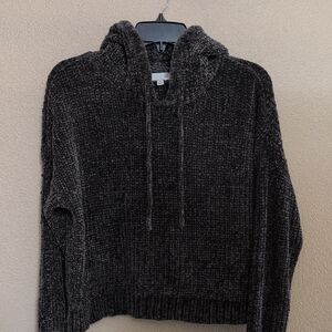 SO Women's Super Soft Dark Grey Hooded Cropped Sweater